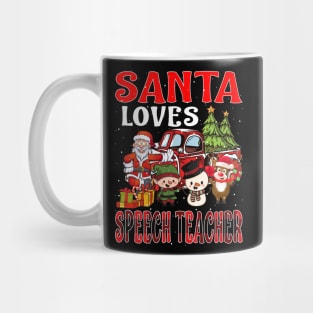 Santa Loves Speech Teacher Mug